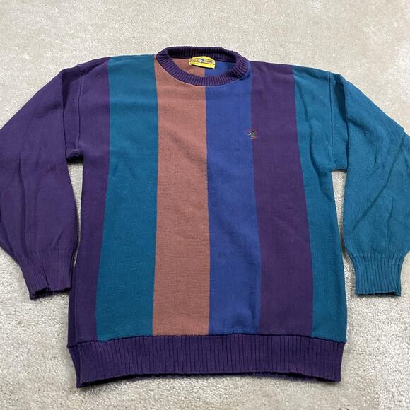 Duck Head Other - Vintage Duck Head Sweater Mens L Multicolor Stripe Knit Crewneck Made USA 90s